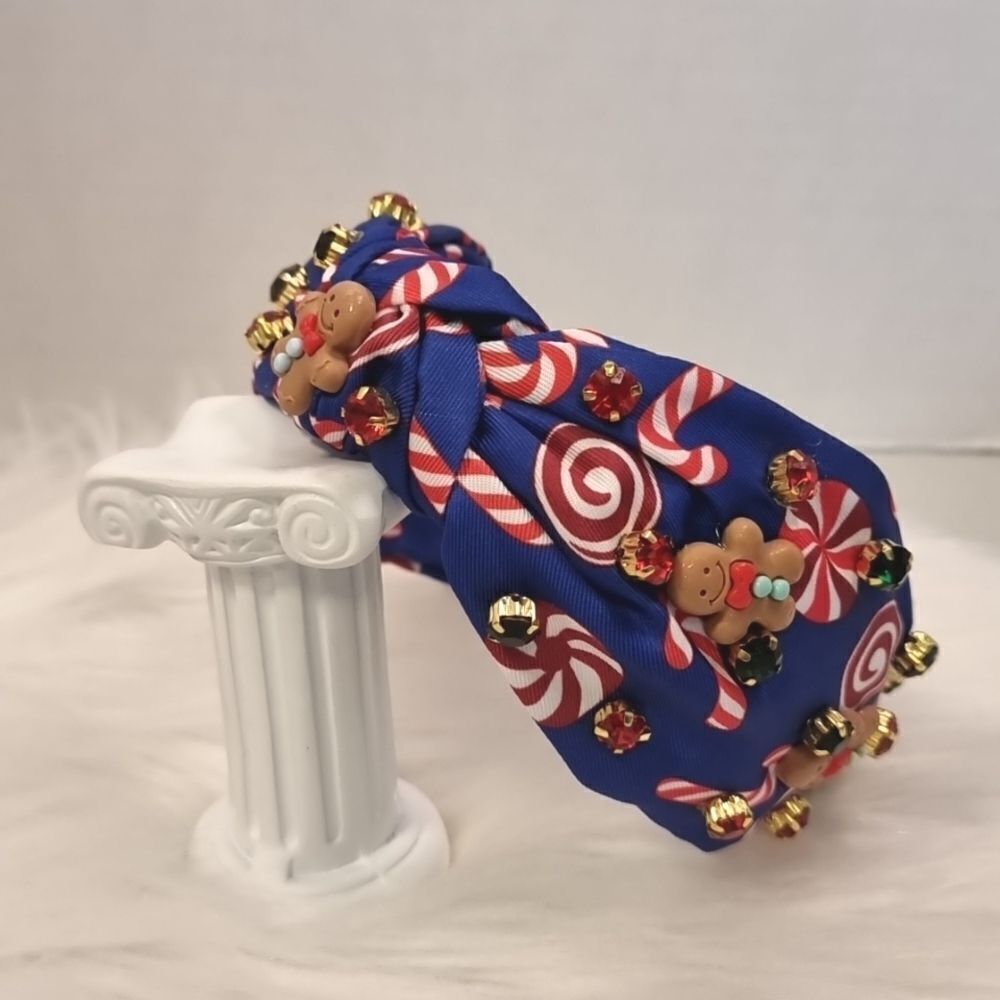 GINGERBREAD CANDY CANE RHINESTONE CHRISTMAS HEADBAND